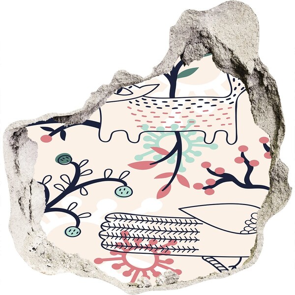 Mauerdurchbruch Aufkleber Blumenmuster mit Naturelementen