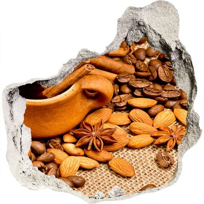 3D Wanddurchbruch Aufkleber Ein Kaffeegenuss in einem kleinen, unscheinbaren Café