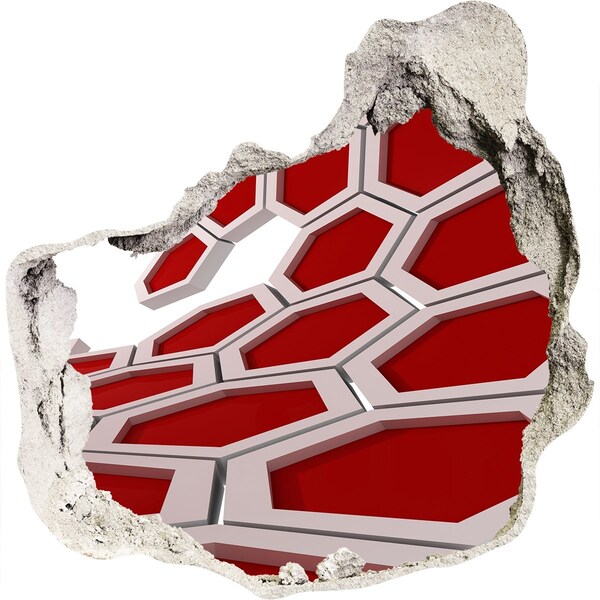 Wandfolien Loch in der Wand Rotes Labyrinth aus Beton