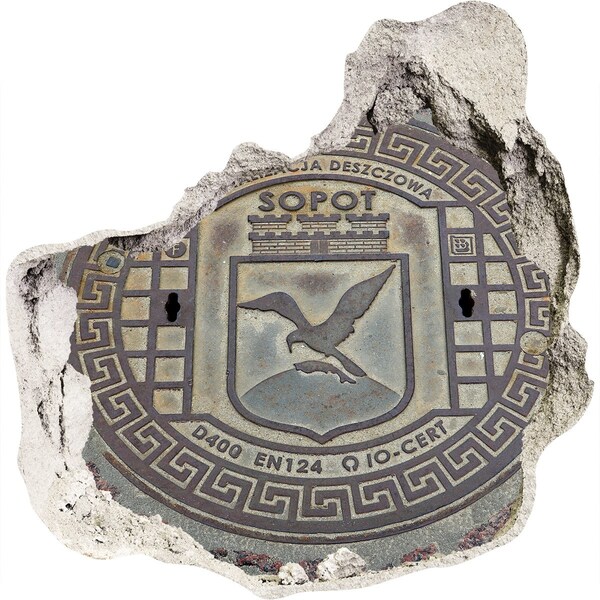 Wandtattoos Loch in der Wand Sopot – Städtische Kanaldeckel