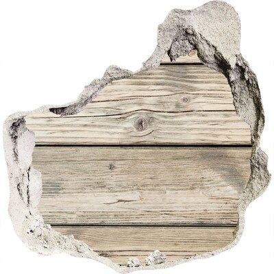 3D Wanddurchbruch Aufkleber Ein Holzbrett in einem Loch in der Wand