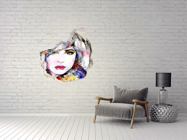 Wandfolien Loch in der Wand Porträt in einer zerbrochenen Wand