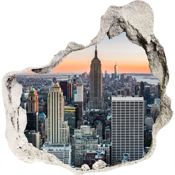 3D Wanddurchbruch Aufkleber New York bei Sonnenuntergang