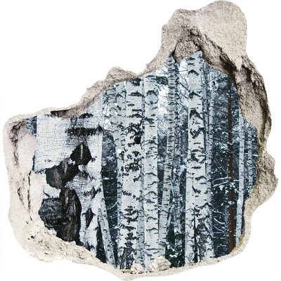 Mauerdurchbruch Aufkleber Winterbirkenwald