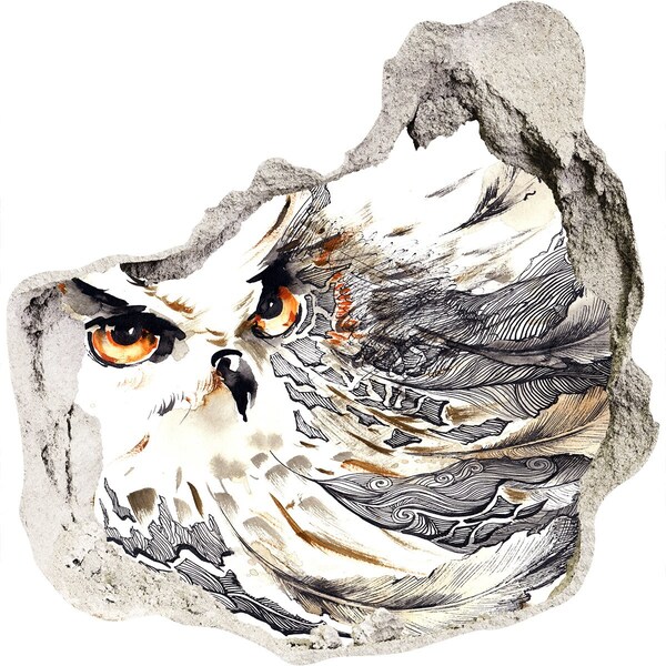 Wandfolien Loch in der Wand Eine Eule im Flug