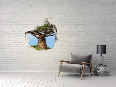 3D Wanddurchbruch Aufkleber Baobab in einem Loch in der Wand
