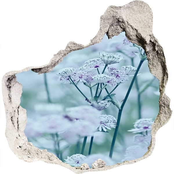 3D Wanddurchbruch Aufkleber Blumen zwischen der zerstörten Mauer