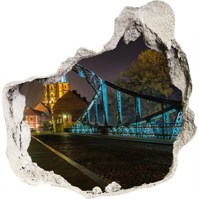 3D Wanddurchbruch Aufkleber Die Brücke in der nächtlichen Szenerie