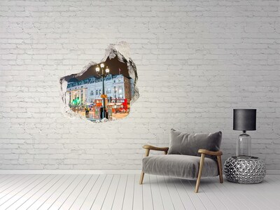 Wandfolien Loch in der Wand Londoner Straßen bei Nacht