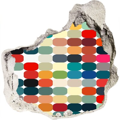 Wandaufkleber Loch 3D Buntes Mosaik durch ein Loch in der Wand