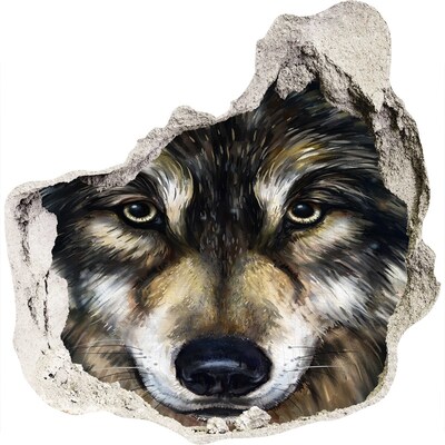 Wandfolien Loch in der Wand Wolfs Blick durch die Wand