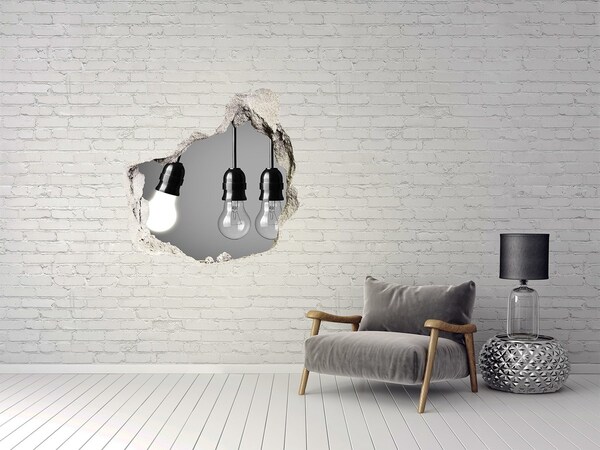 3D Wanddurchbruch Aufkleber Zerbrochene Mauer mit Hängelampen