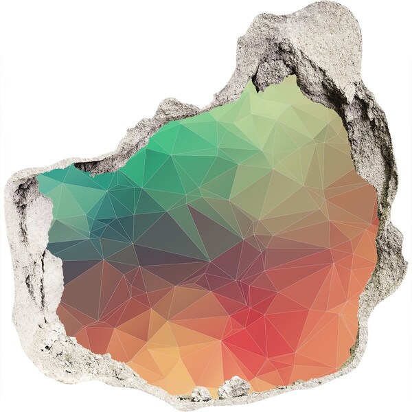 3D Wandtattoos Mauerdurchbruch Farbenfrohe Geometrie in einem Loch in der Wand