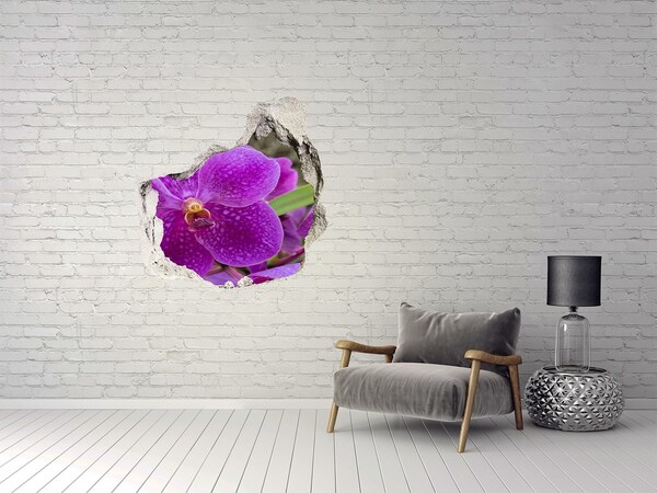 3D Wanddurchbruch Aufkleber Orchideenblüte in einem Loch in der Wand