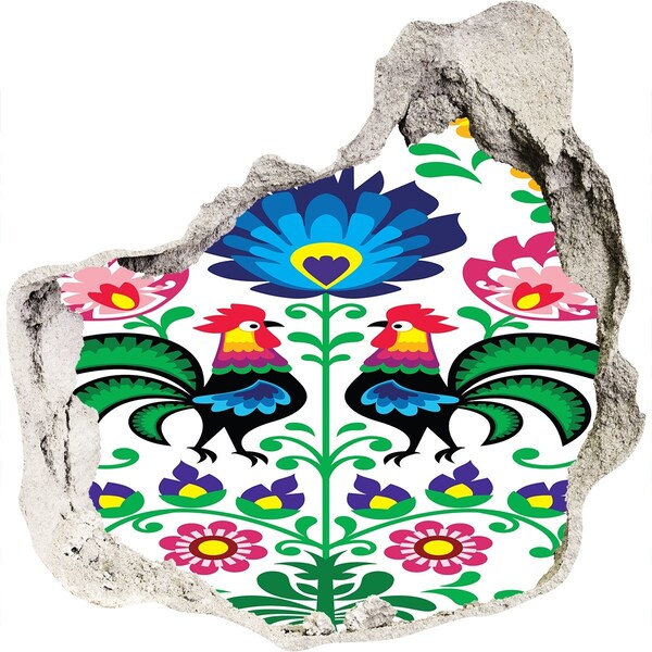 Wandfolien Loch in der Wand Blumenfolklore mit Pfifferlingen