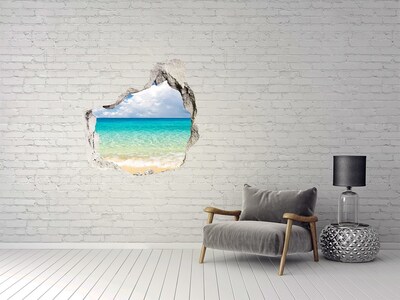 3D Wandtattoos Mauerdurchbruch Karibischer Strand durch ein Loch in der Wand