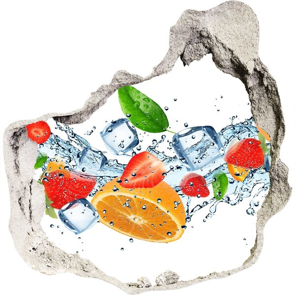 3D Wanddurchbruch Aufkleber Fruchtcocktail in einer Wasserexplosion