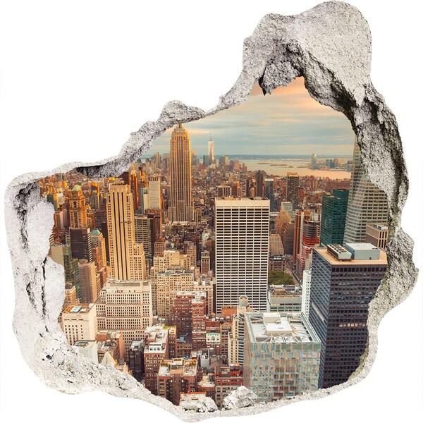 3D Wanddurchbruch Aufkleber Blick auf New York