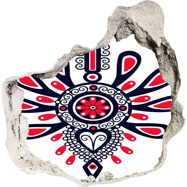 3D Wandtattoos Mauerdurchbruch Buntes Ethno-Muster in einem Loch in der Wand