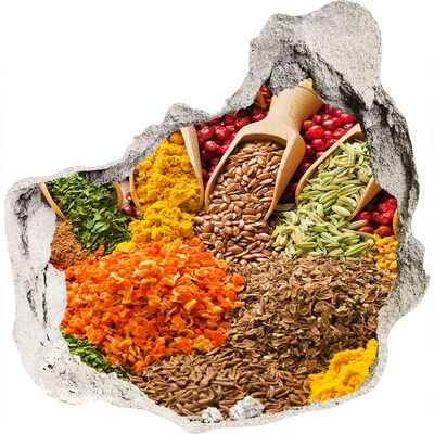 Wandtattoos Loch in der Wand Bunte Gewürze auf dem Marktplatz