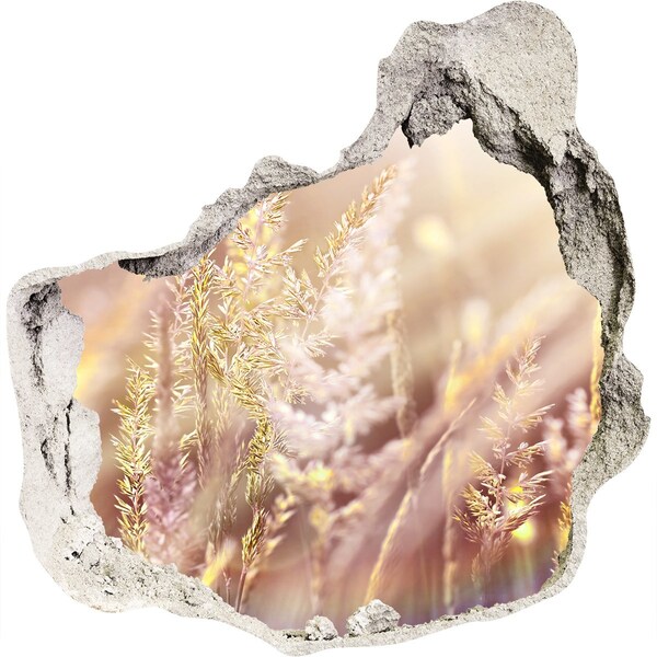 Wandaufkleber Loch 3D Blumenwiese hinter der Mauer