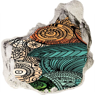 Wandtattoos Loch in der Wand Farbenfrohe Muster auf Steingrund