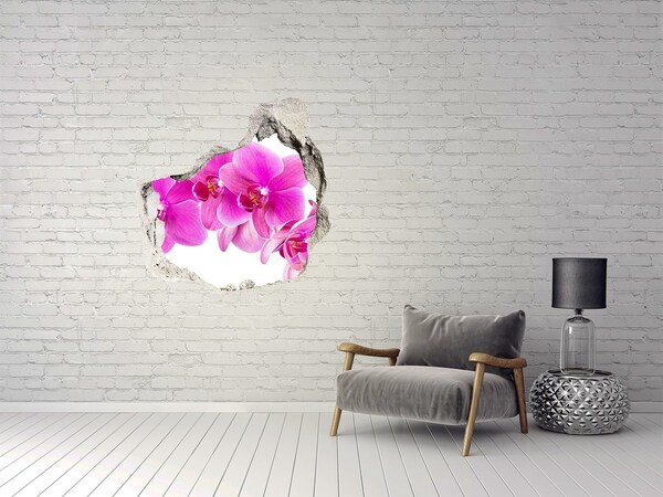 3D Wandtattoos Mauerdurchbruch Orchideenblüten in einem Betonloch