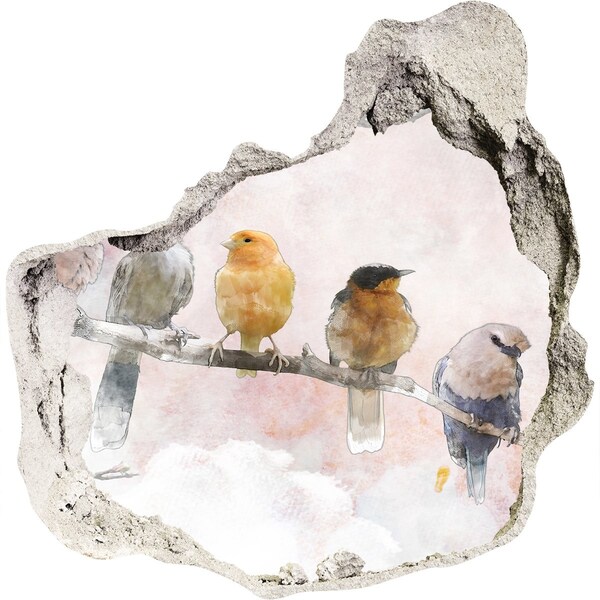 3D Wandtattoos Mauerdurchbruch Vögel auf einem Ast