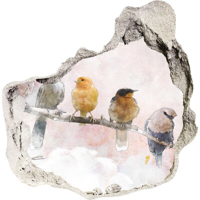 3D Wandtattoos Mauerdurchbruch Vögel auf einem Ast