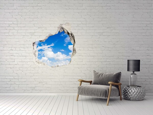 3D Wanddurchbruch Aufkleber Blauer Himmel mit Wolken