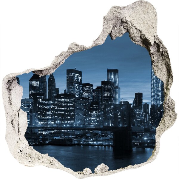 Mauerdurchbruch Aufkleber Blick auf New York bei Nacht