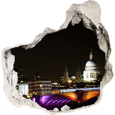 Wandaufkleber Loch 3D Nachtansicht von London durch ein Loch in der Wand