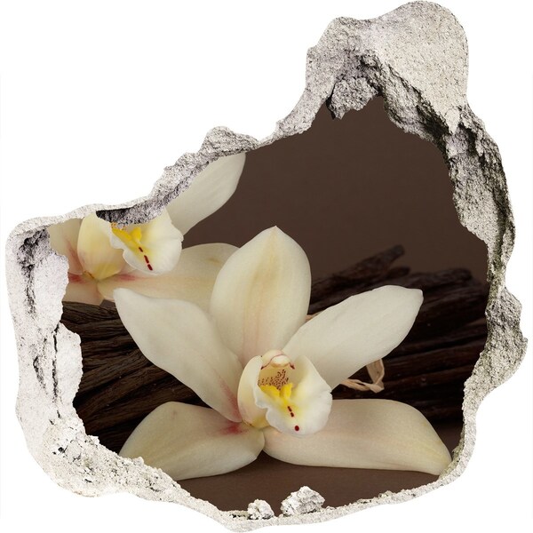 Wandaufkleber Loch 3D Orchideenblüten in einer beschädigten Mauer