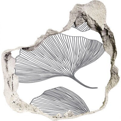 3D Wanddurchbruch Aufkleber Blätter im Beton