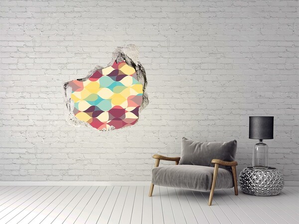 Wandaufkleber Loch 3D Bunte Wellen an der Wand