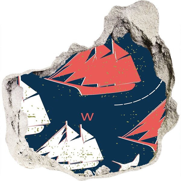 Wandaufkleber Loch 3D Schiffe auf See