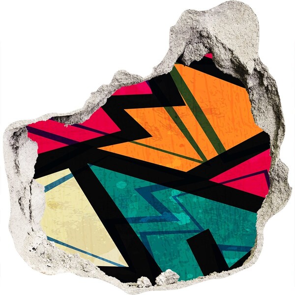 Mauerdurchbruch Aufkleber Ein farbenfrohes Wandgemälde in einem Loch in der Wand