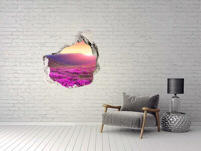 Wandaufkleber Loch 3D Flower Valley bei Sonnenuntergang