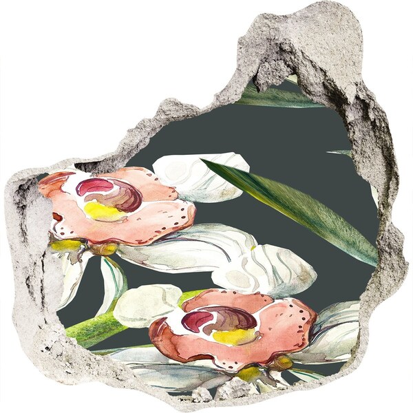 Wandtattoos Loch in der Wand Blumen aus Beton