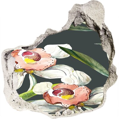 Wandtattoos Loch in der Wand Blumen aus Beton