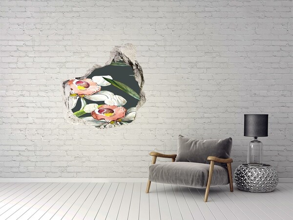 Wandtattoos Loch in der Wand Blumen aus Beton