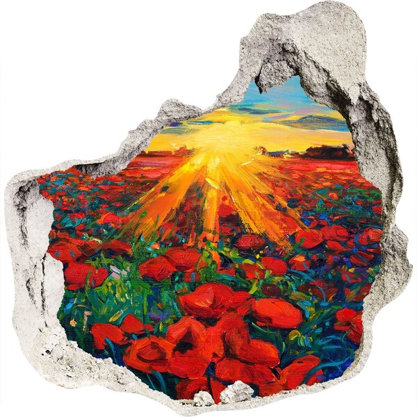 Wandtattoos Loch in der Wand Blumenwiese im Sonnenschein