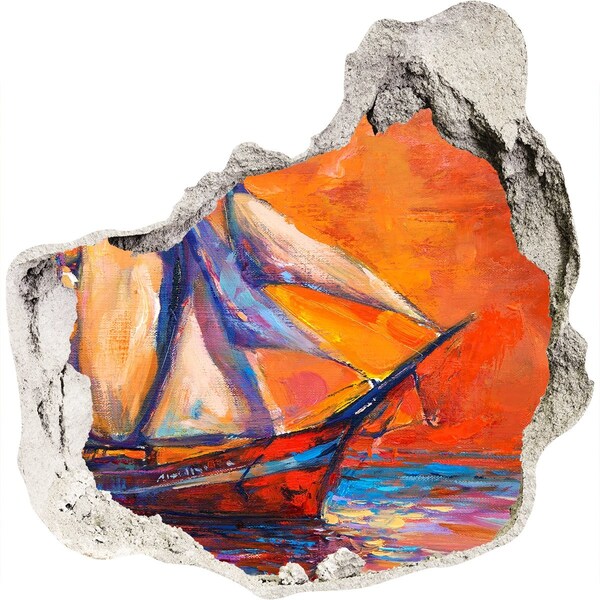 3D Wandtattoos Mauerdurchbruch Sonnenuntergang am Meer