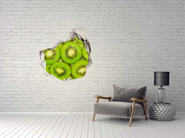 3D Wanddurchbruch Aufkleber Kiwi-Stücke in der Wand