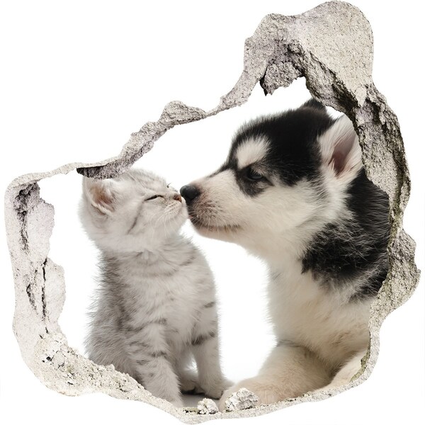 Wandfolien Loch in der Wand Tierfreundschaft