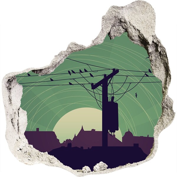 Wandfolien Loch in der Wand Sonnenuntergang in der Stadt