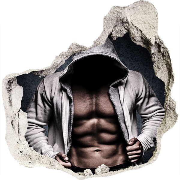 3D Wanddurchbruch Aufkleber Intensives Workout im urbanen Stil
