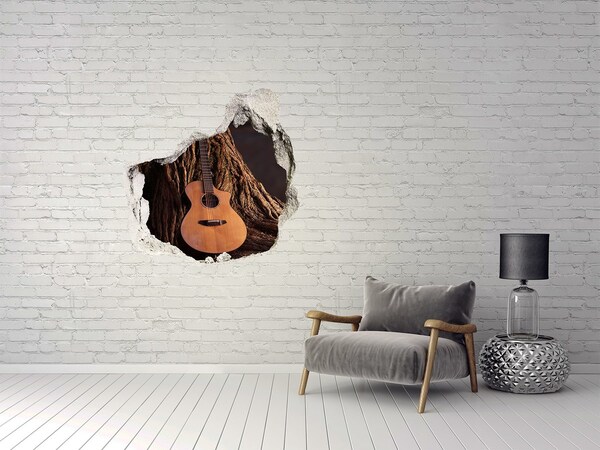 Wandaufkleber Loch 3D Gitarre in der Natur