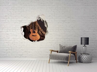 Wandaufkleber Loch 3D Gitarre in der Natur