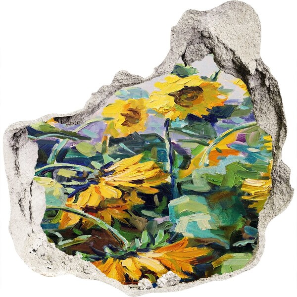 3D Wanddurchbruch Aufkleber Sonnenblumen im Garten